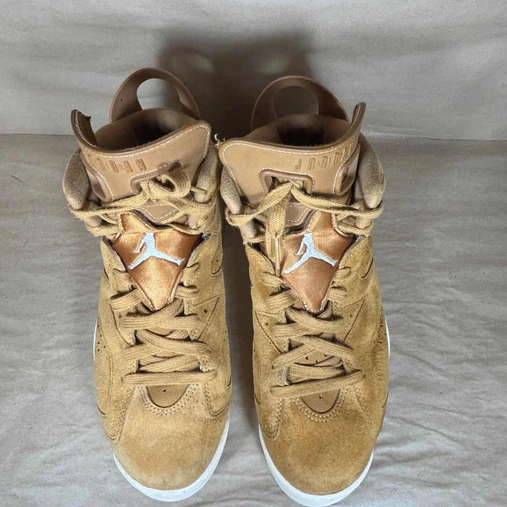 Jordan 6 Retro Wheat Men 9 Golden Harvest Suede High Top 384664-705